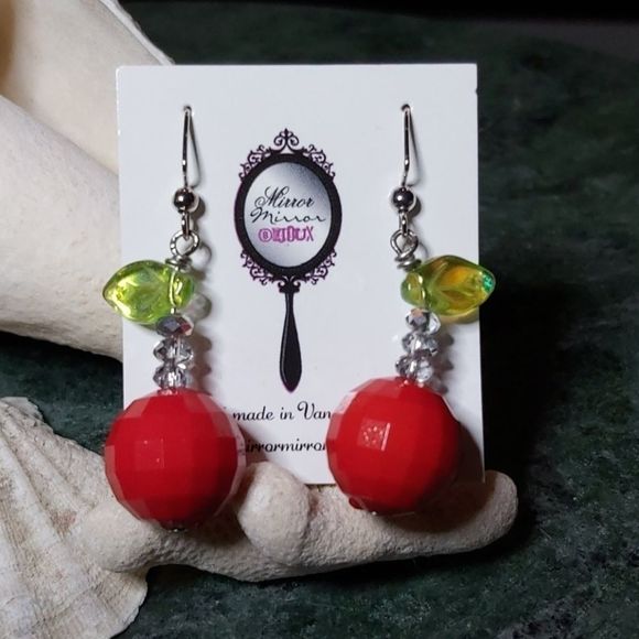 Cherry Velvet Mirror Mirror Earrings - Picture 1 of 2